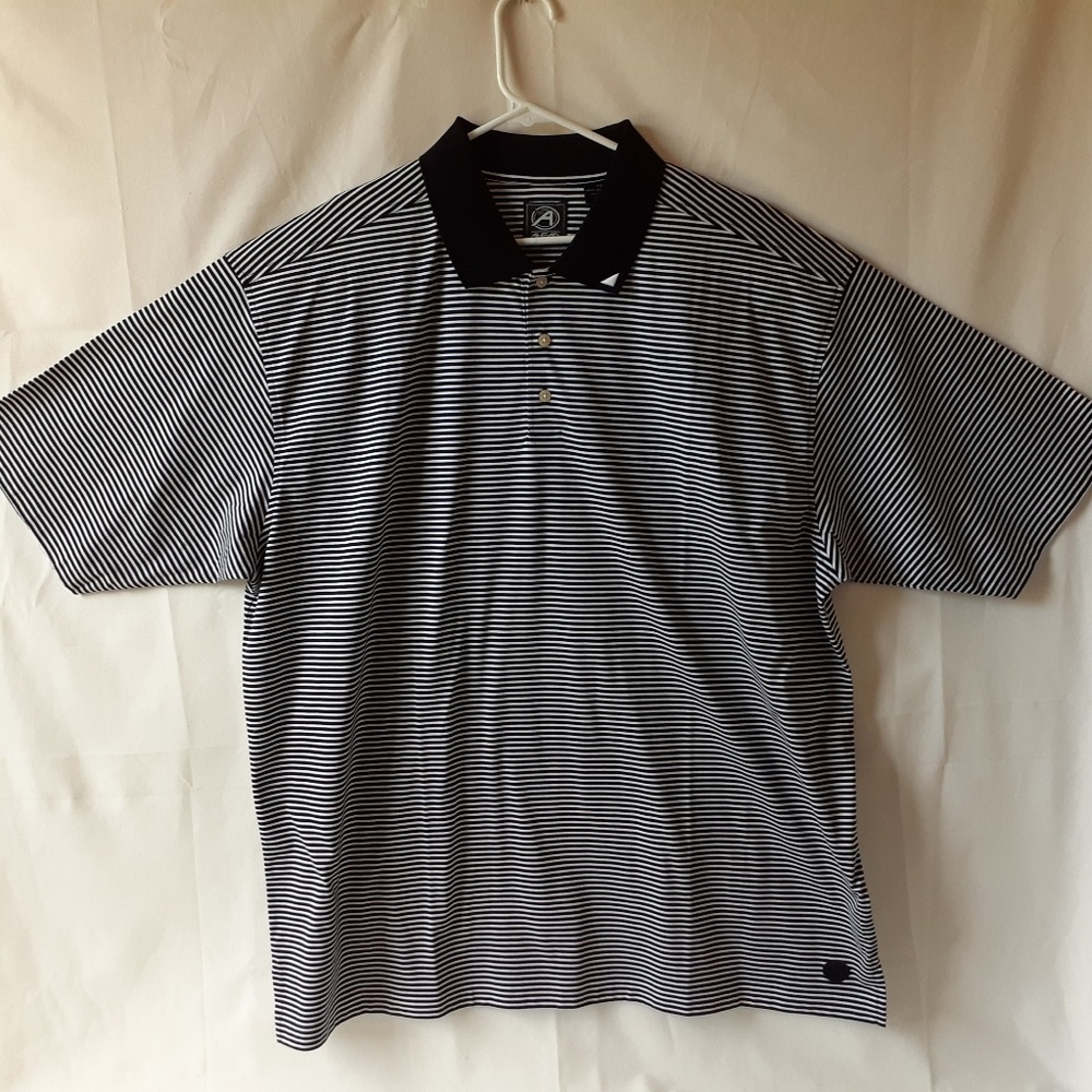 Ahead Authentics men's black/white striped Polo
